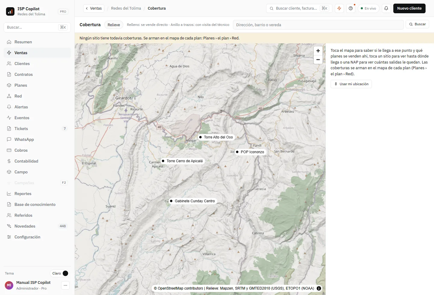 El mapa de hasta dónde llega tu red, para responder «¿le llega?»